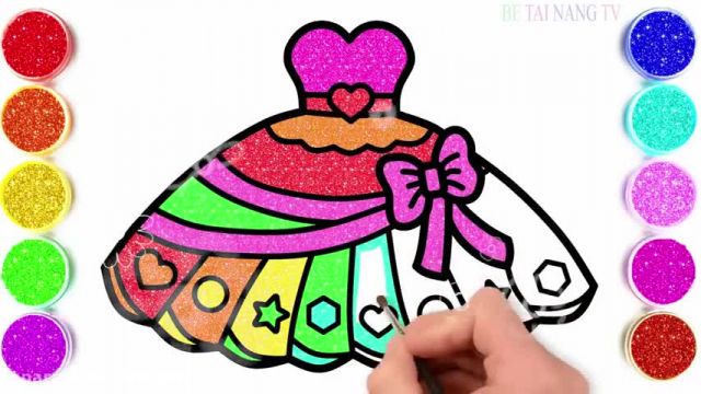 آموزش تصویری نقاشی به زبان ساده برای کودکان - (نقاشی لباس عروس رنگارنگ)