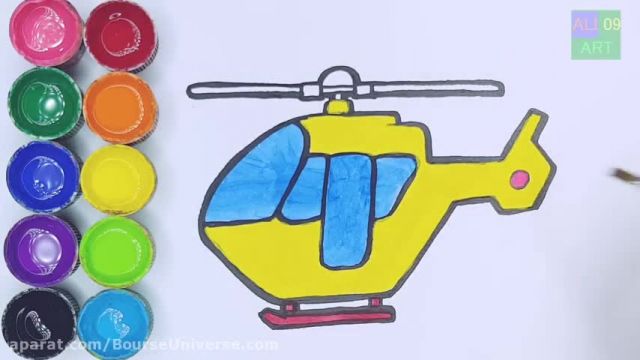 آموزش تصویری نقاشی به زبان ساده برای کودکان - (نقاشی هلی کوپتر)