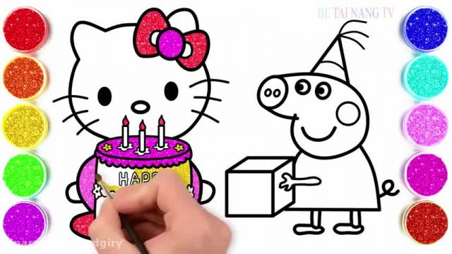 آموزش تصویری نقاشی به کودکان - چگونه جشن تولد کیتی رو بکشیم؟