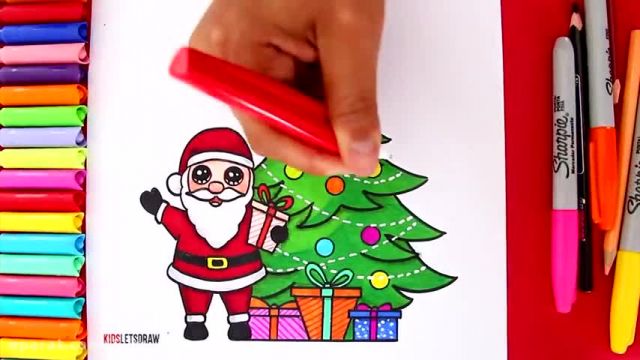 آموزش تصویری نقاشی به زبان ساده برای کودکان - (نقاشی کریسمس)