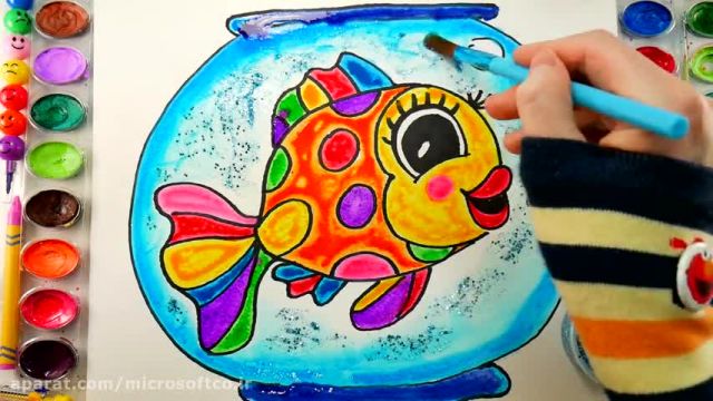 آموزش تصویری نقاشی به زبان ساده برای کودکان - (نقاشی تنگ ماهی)