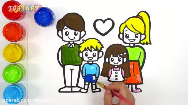 آموزش تصویری نقاشی برای کودکان - (نقاشی خانواده)