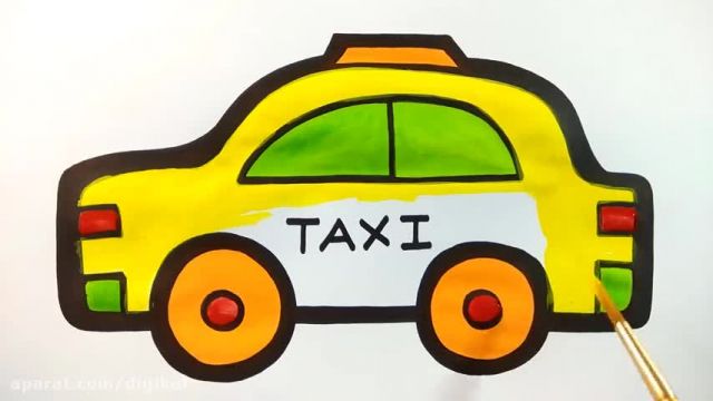 آموزش تصویری نقاشی به زبان ساده برای کودکان - (نقاشی تاکسی زرد زیبا)