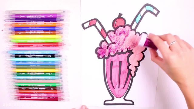 آموزش تصویری نقاشی به کودکان - نقاشی ساده آبمیوه بستنی توت فرنگی !