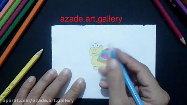 آموزش تصویری نقاشی به زبان ساده برای کودکان - (نقاشی لاکپشت)