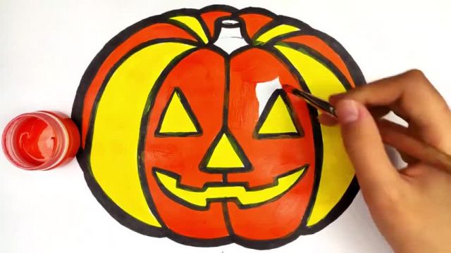 آموزش تصویری نقاشی به زبان ساده برای کودکان - (نقاشی کدو تنبل هالووین)