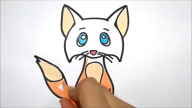 آموزش تصویری نقاشی برای کودکان - نقاشی روباه بسیار زیبا و ساده !
