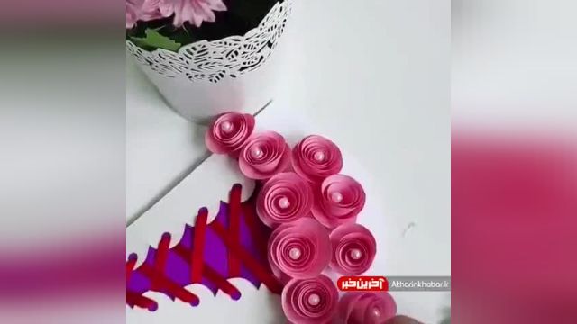 آموزش نحوه درست کردن کاردستی دسته گل با کاغذ رنگی