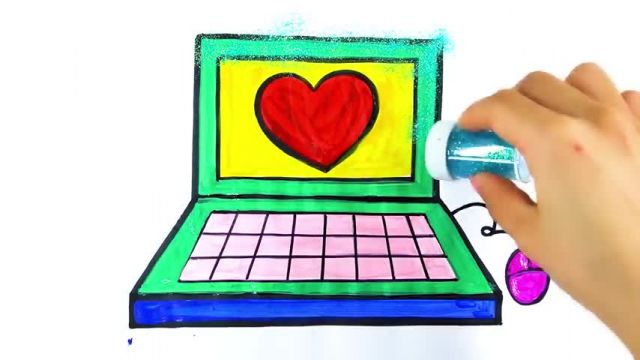 آموزش تصویری نقاشی به زبان ساده برای کودکان - (نقاشی لپ تاپ)