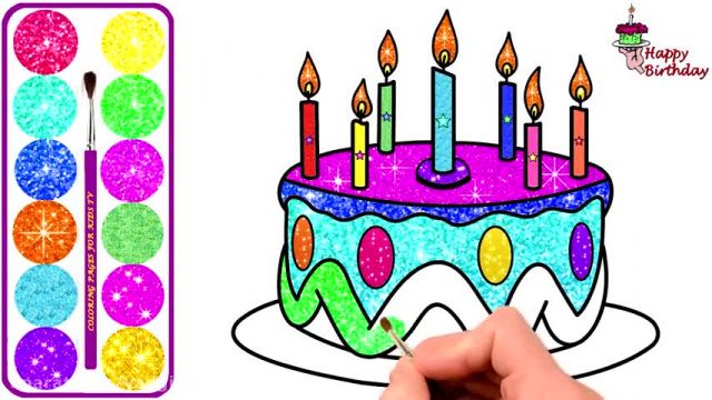 آموزش تصویری نقاشی به زبان ساده برای کودکان - (نقاشی کیک تولد)