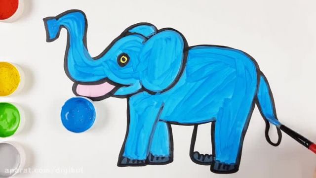 آموزش تصویری نقاشی به زبان ساده برای کودکان - (نقاشی فیل بسیار خوشگل)