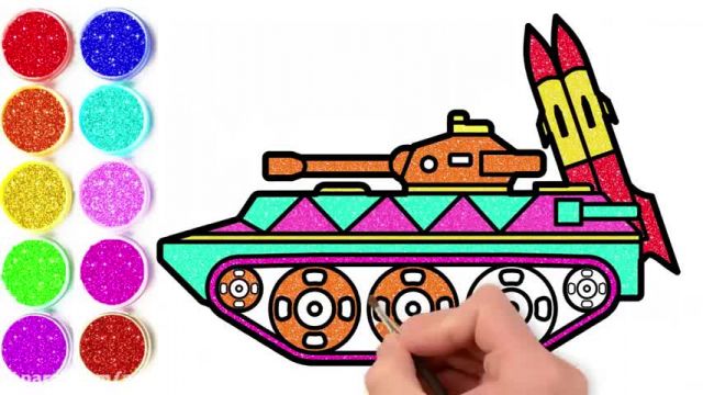 آموزش تصویری نقاشی به زبان ساده برای کودکان - (نقاشی تانک جنگی)