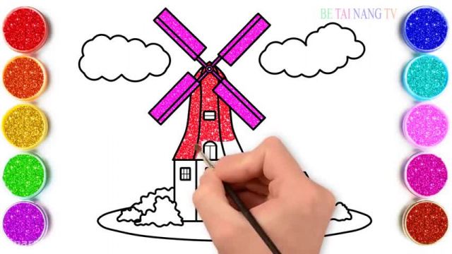 آموزش تصویری نقاشی به زبان ساده برای کودکان - (نقاشی آسیاب بادی)