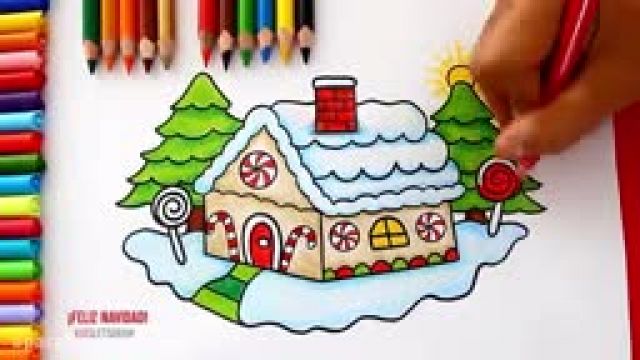 آموزش تصویری نقاشی به زبان ساده برای کودکان - (نقاشی خانه برفی)