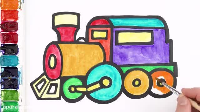 آموزش تصویری نقاشی به زبان ساده برای کودکان - (نقاشی لوکوموتیو قطار)