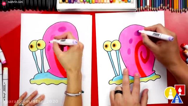 آموزش تصویری نقاشی به زبان ساده برای کودکان - نقاشی حلزون فوق العاده زیبا !