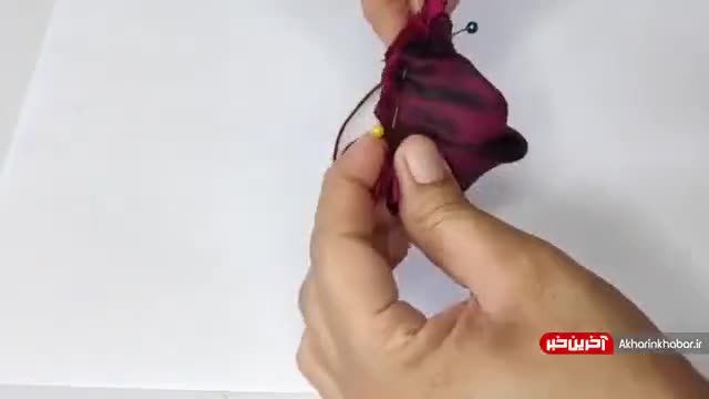 آموزش نحوه روبان دوزی به شکل گل رز با تکنیک ساده 