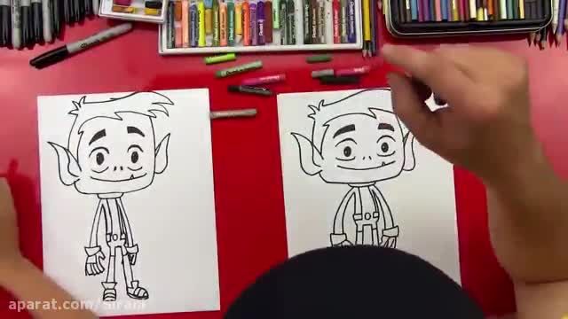 آموزش تصویری نقاشی به زبان ساده برای کودکان - (نقاشی شخصیت کارتونی حیونک)