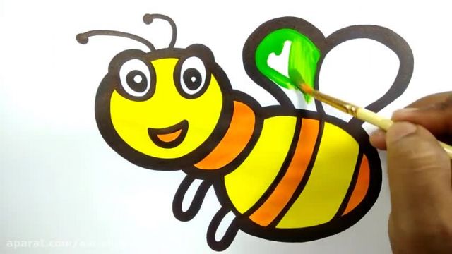 آموزش گام به گام نقاشی برای کودکان - (نقاشی زنبور عسل)
