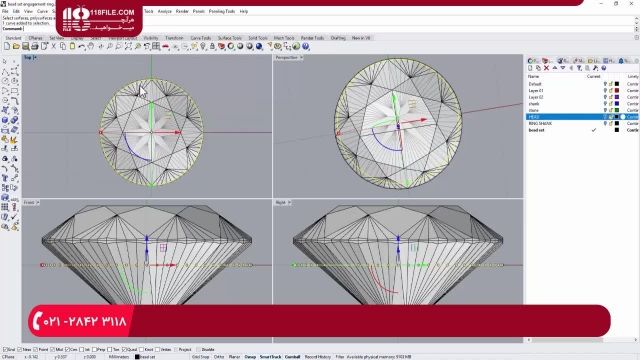 آموزش جواهر سازی -طراحی حلقه نامزدی با نرم افزار راینو