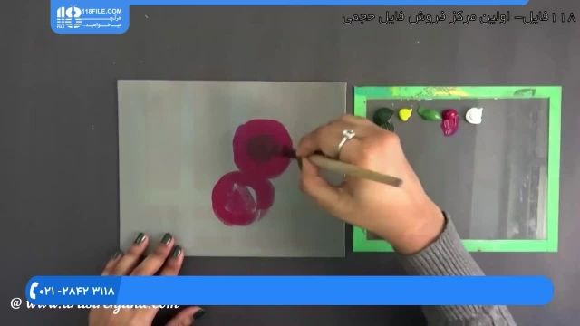 آموزش نقاشی روی پارچه - طراحی گل با رنگ اکلریک 