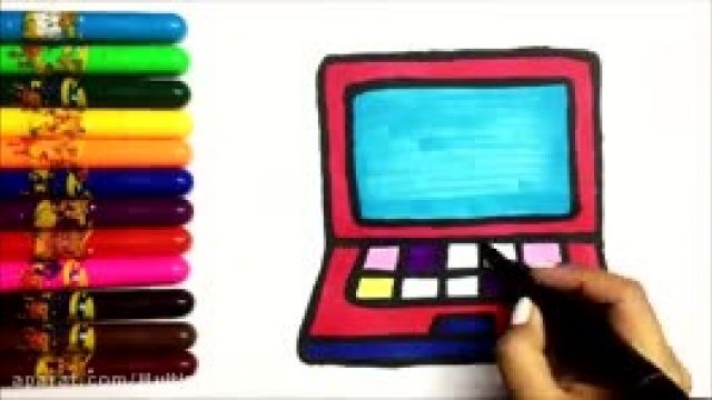 آموزش کشیدن نقاشی بسیار زیبای لپ تاپ برای کودکان 