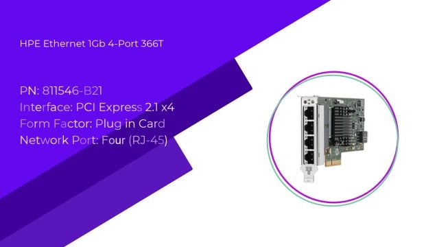 کارت شبکه HPE Ethernet 1Gb 4-port 366T Adapter با پارت نامبر 811546-B