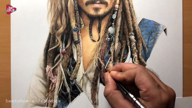 نقاشی فوق العاده کاپیتان جک اسپارو دزدان دریایی کارائیپ (جانی دپ)