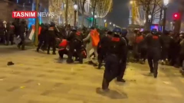 درگیری پلیس با هواداران فوتبال مراکش در پاریس | ویدیو 