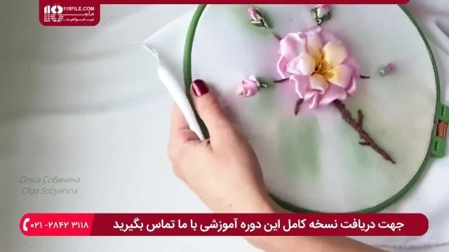 آموزش روبان دوزی - آموزش گلدوزی گل با ربان ساتن
