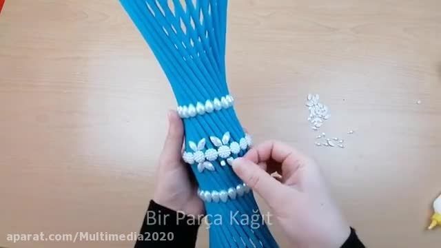 ساخت جا گلدانی کاغذی زیبا برای گوشه پذیرایی