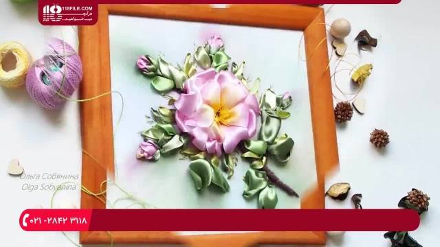 آموزش روبان دوزی - آموزش گلدوزی گل با ربان ساتن(پارت دوم)