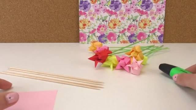 آموزش درست کردن گل لاله بوسیله اوریگامی 