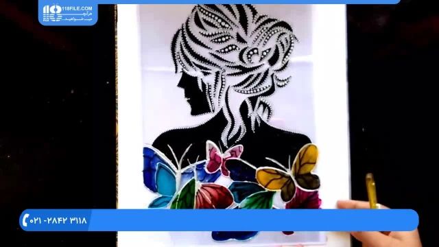  آموزش ویترای-آموزش کشیدن نقاشی یک خانم روی شیشه