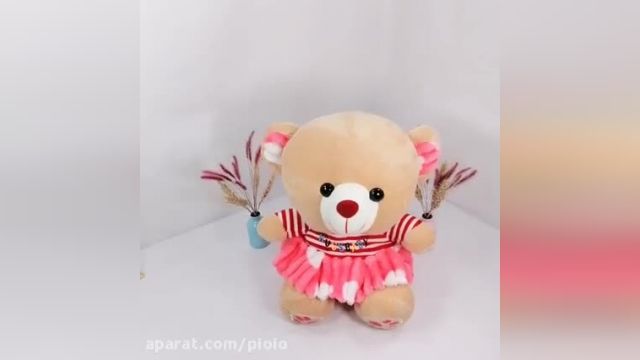 عروسک خرس لباس صورتی مخصوص ولنتاین