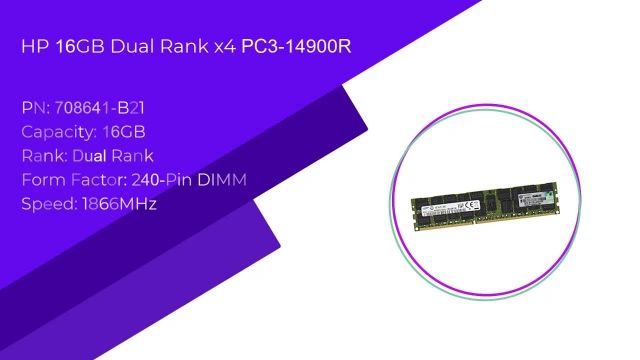 رم سرور اچ پی  HPE 16GB Dual Rank x4 PC3-14900Rبا پارت نامبر 708641-B21 