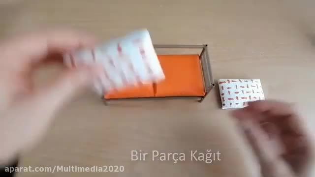 ساخت مبل برای عروسک های باربی با کاغذ