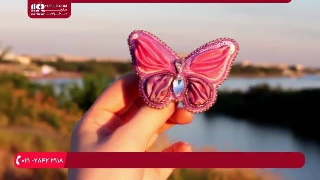 آموزش جواهردوزی - آموزش ساخت گل سینه طرح پروانه