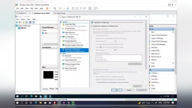 اموزش تنظیمات Hyper-v settings در ویندوز سرور 2022