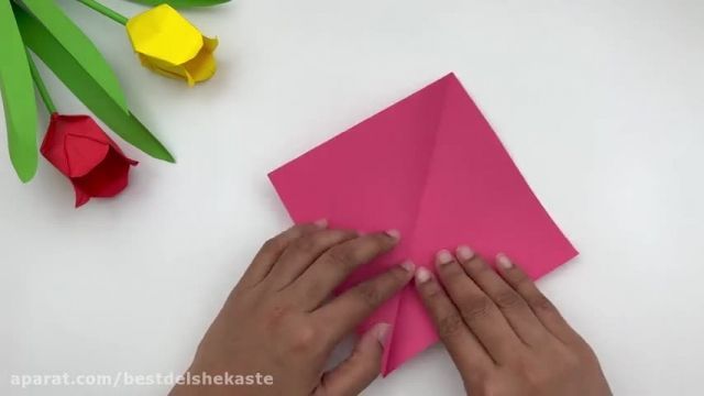 کاردستی گل لاله کاغذی آسان برای بچه ها