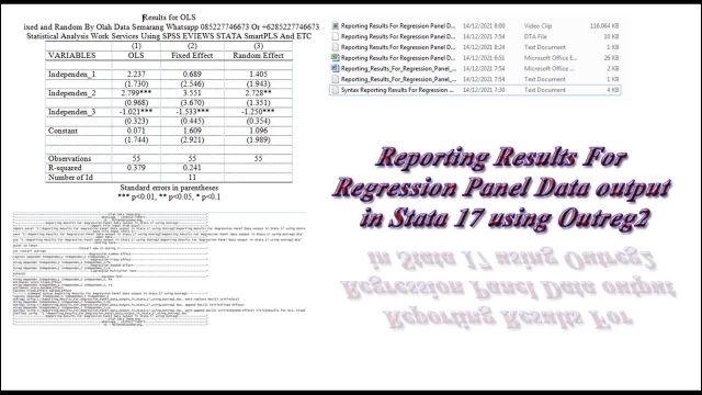 Reporting Results For Regression Panel Data output in Stata 17 using Outreg2