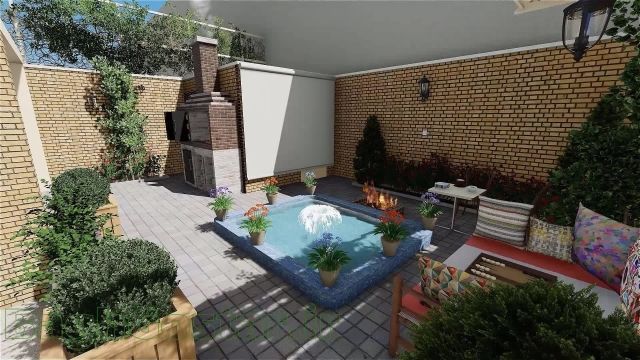 طراحی باغچه حیاط کوچک | باغ گستر
