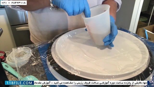 آموزش شیرینی خوری رزینی-ساخت ظرف آبی کریستالی