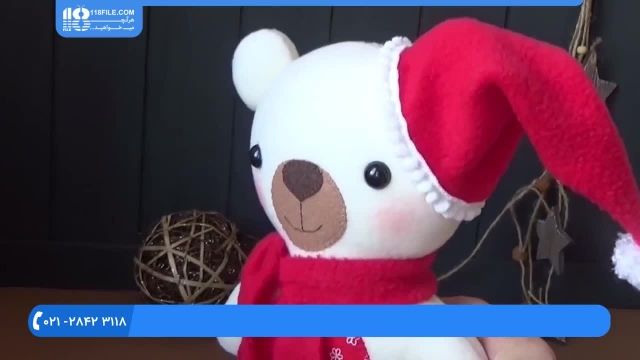 آموزش دوخت عروسک پولیشی - دوخت خرس با کلاه وشال گردن