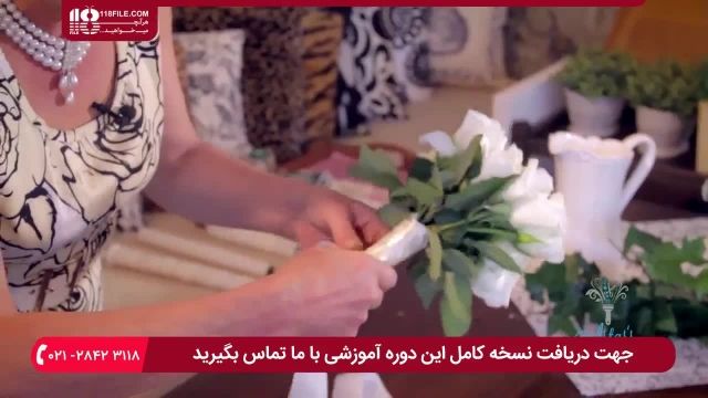 آموزش گل آرایی - آموزش درست کردن دسته گل با رز سفید