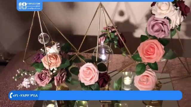 ایده های جالب عروسی|جایگاه عروس و داماد|دیزاین عروسی(ساخت آباژور با گل طبیعی)
