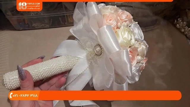 آموزش گل آرایی - آموزش گام به گام درست کردن دسته گل عروس با رز مصنوعی