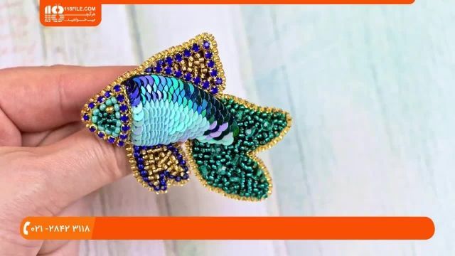 آموزش جواهردوزی - آموزش گل سینه ماهی پولکی