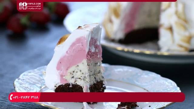 آموزش شیرینی پزی ::: طرز پخت کیک آلاسکا خشمزه ی خامه ای
