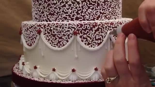 آموزش ساده تزیین کیک عروسی با خمیر فوندانت و خامه